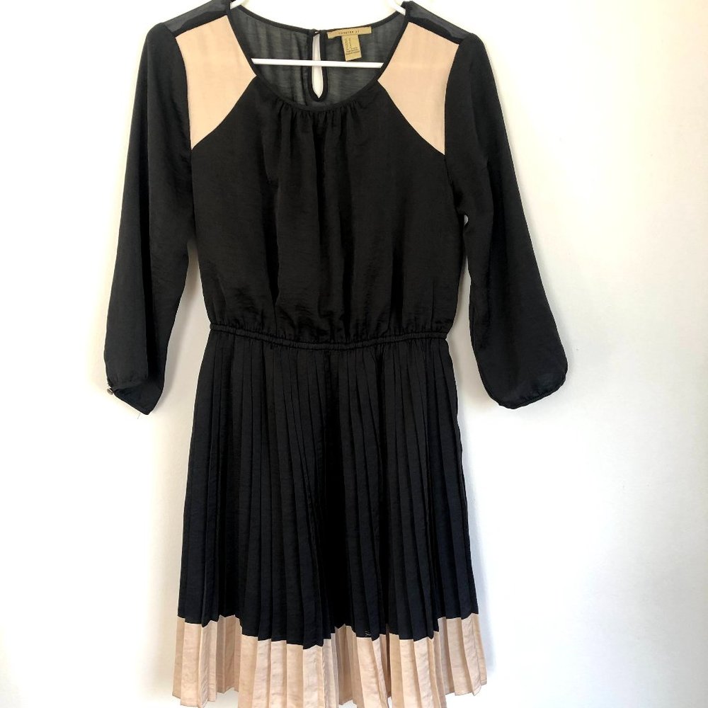 Forever 21 Black Pleated Dress with Mesh Back